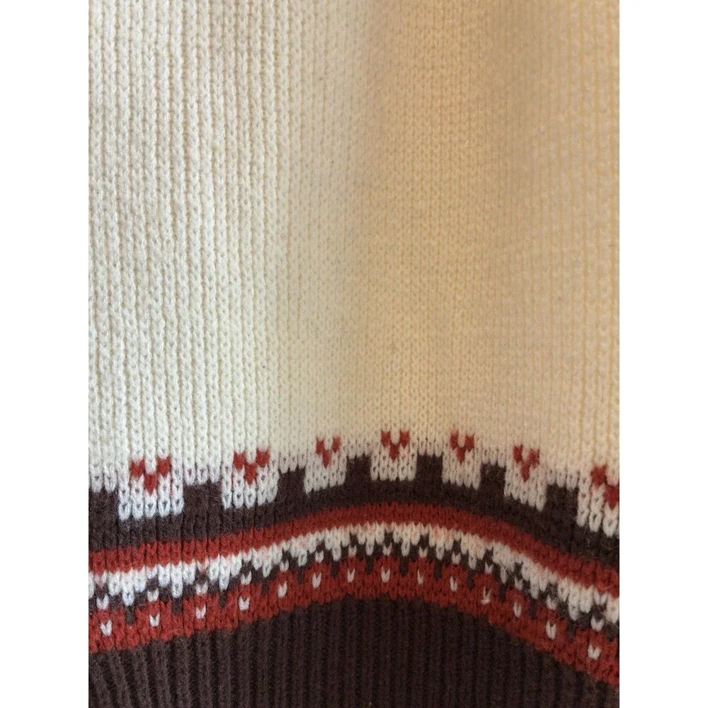Vintage Kingsport Sweater XL 46 Men Fair Isle Nordic Knit Rust Skiwear 80s 90s